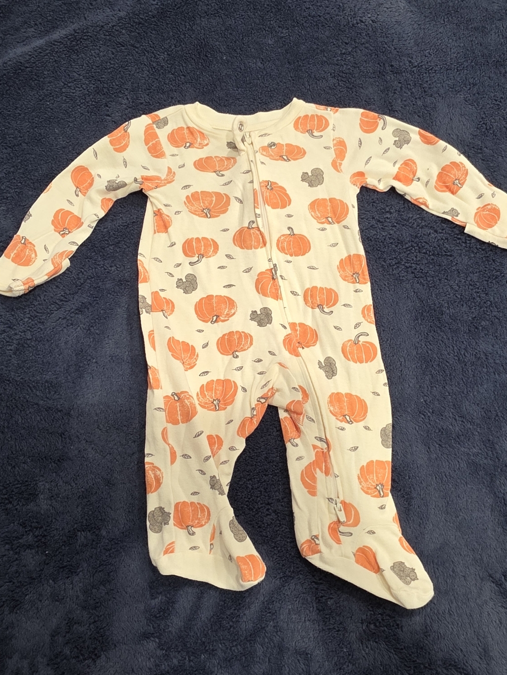 Little Planet Cream Pumpkin-Print Footed One-Piece for Kids